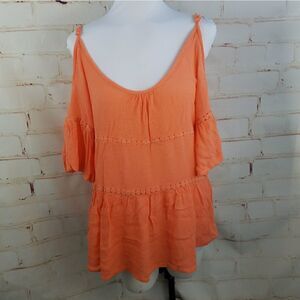 5/$25 orange cold shoulder top boho small